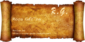 Rozs Géza névjegykártya